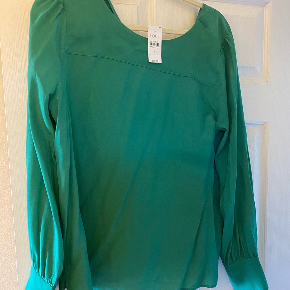 Loft long sleeve green blouse
